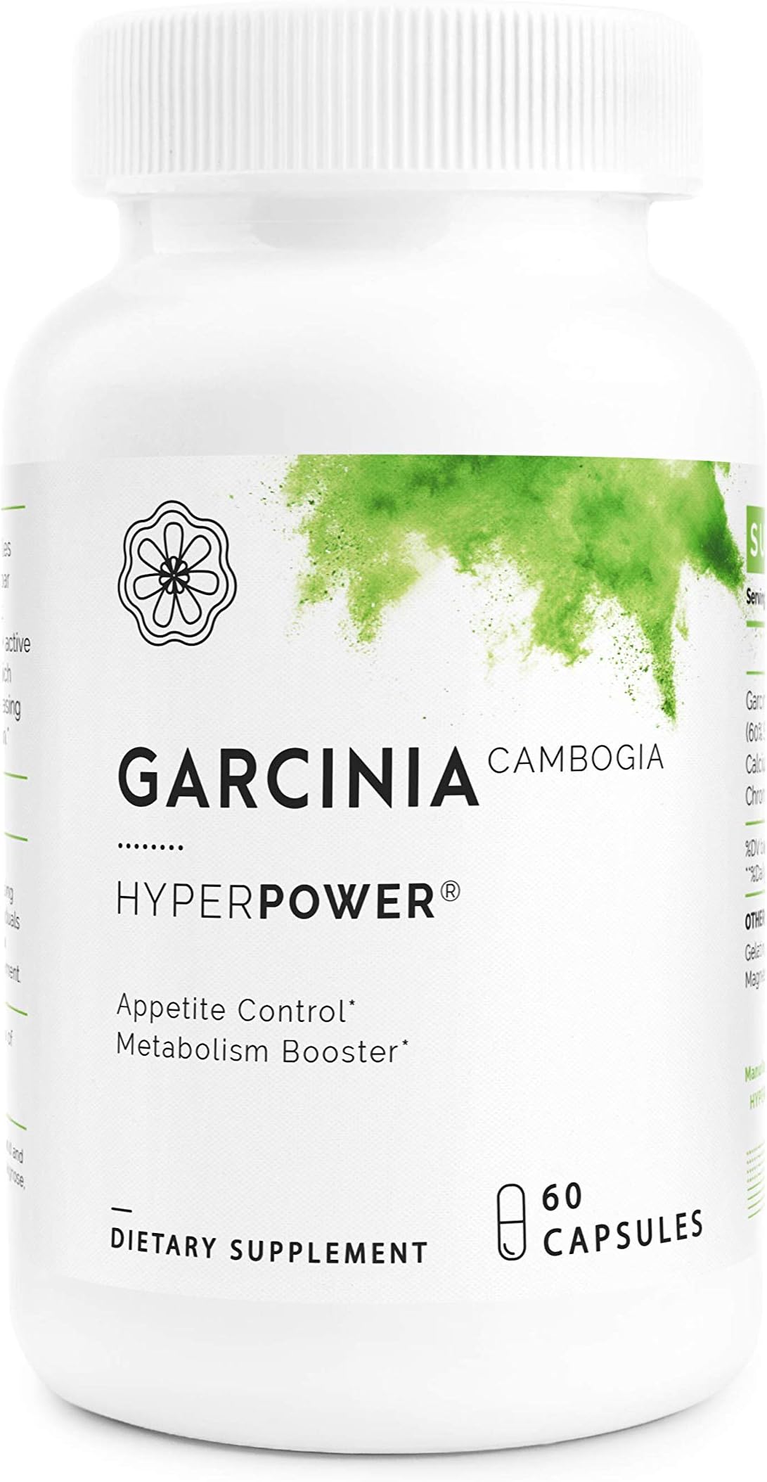 HyperPower Garcinia Cambogia Weight Loss Supplement - 100% Pure & Potent Hydroxycitric Acid AKA HCA - Superior Appetite Suppressant & Carb Blocker - 60 Pills, Made in USA