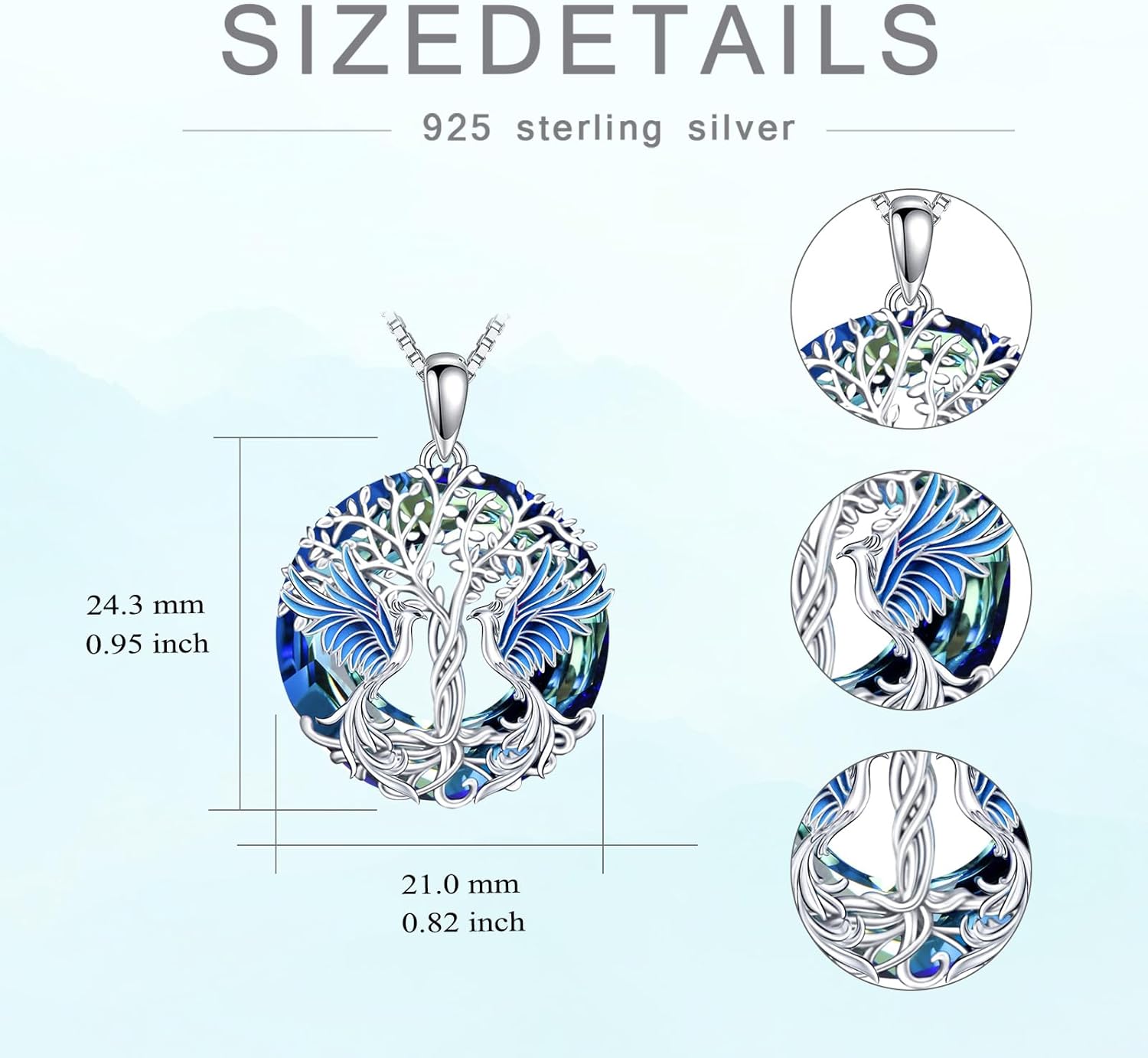 POPKIMI Phoenix Necklace 925 Sterling Silver Crystal Nirvana of Phoenix Rising Jewelry Christmas Birthday Gifts for Women - Image 6