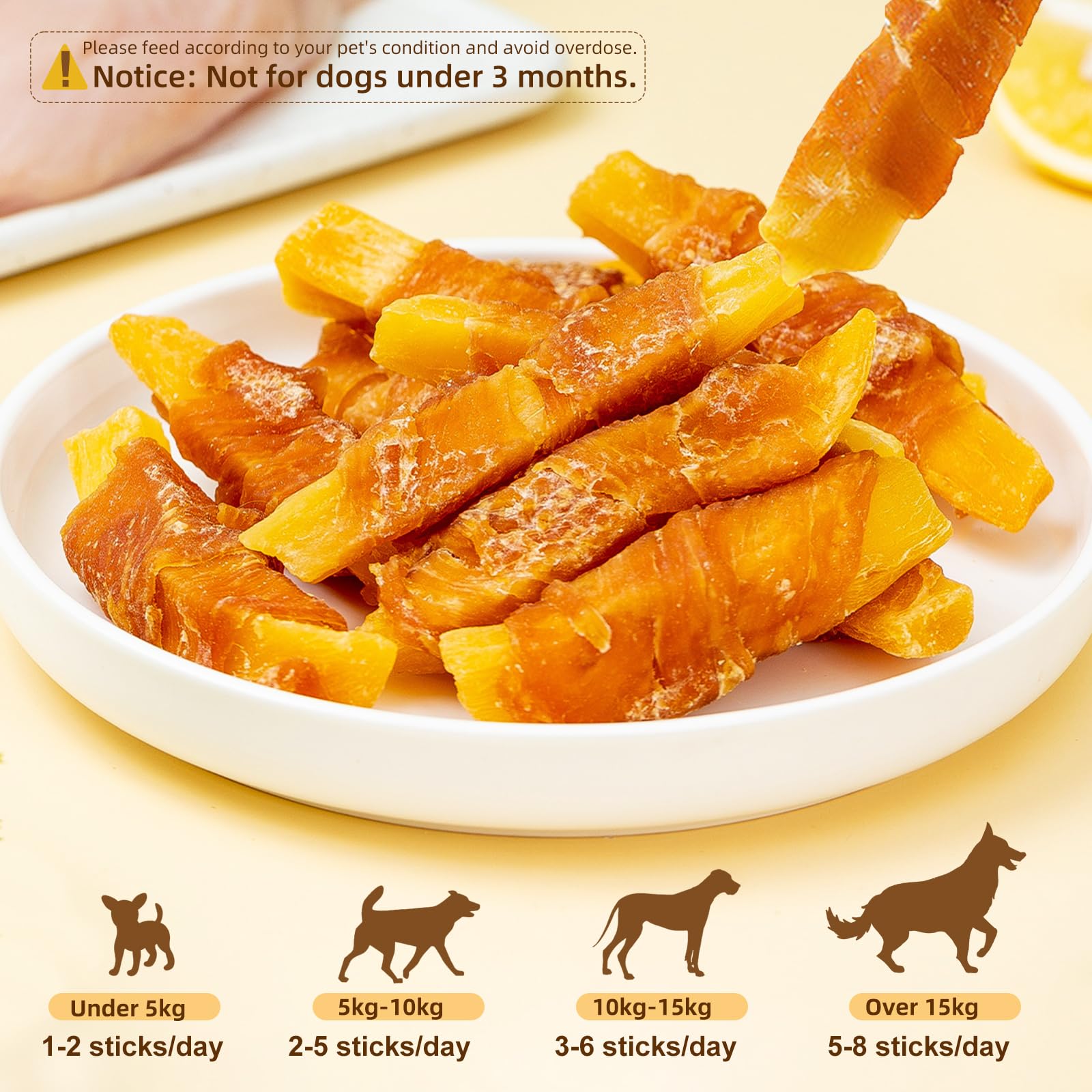 Bastoncini di formaggio avvolti in pollo 200g - Sapore latte intenso, proteine ​​di alta qualità - Snack ideali per l'addestramento e l'interazione canina