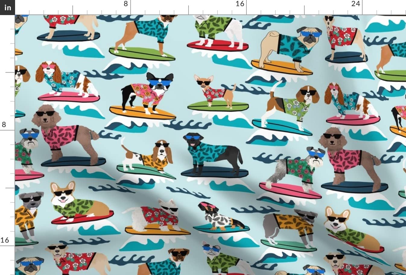 Spoonflower Fabric - Surfing Dogs Cute Summer Surf Dog Beach Tropical Labrador Corgi Printed on Minky Fabric by The Yard - Sewing Baby Blankets Quilt Backing Plush
