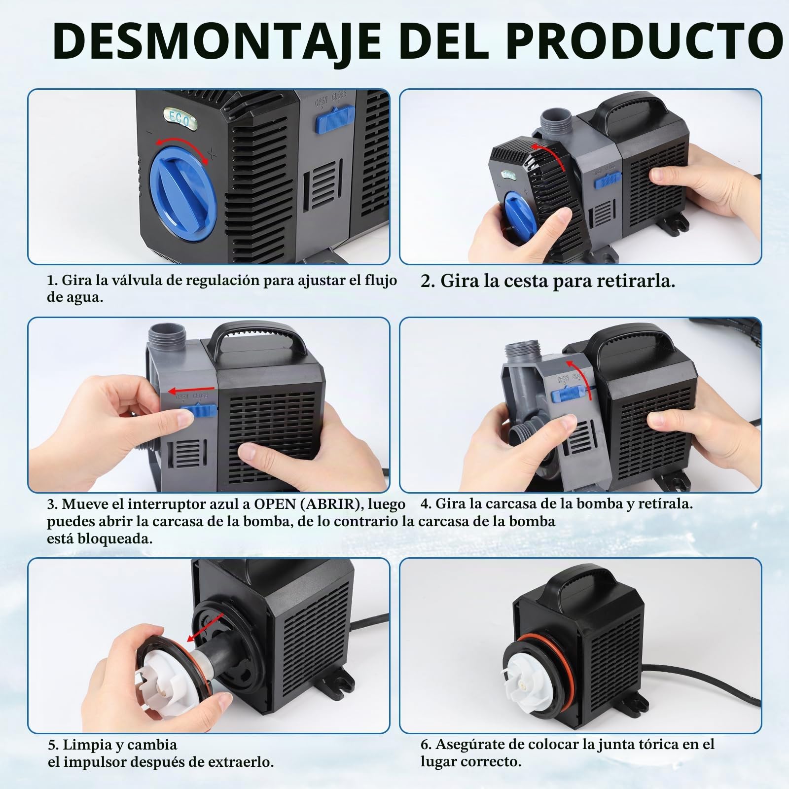 EXLECO Super Eco Bomba de Estanque 8000 L/H 70W Bomba de Eco Bomaba de Filtro Bomba de Agua Sumergible Bomba de Agua Acuario para Acuario y Estanque CTP-8000