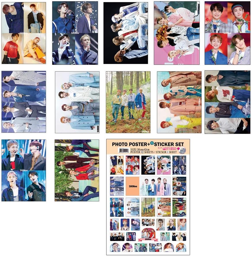 K-POP Idol Group 2020 New 12 Poster + 1 Sticker Set (All A3 Size) (Shinee)