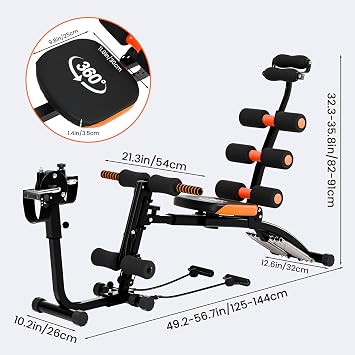 All-in-One Ab Workout Bench, Abdominal Machine, Ab Workout Bench for Home Gym, Multi-Functional Adjustable Abdominal Crunch Machine, Exercise Equipment for Total Body Workout