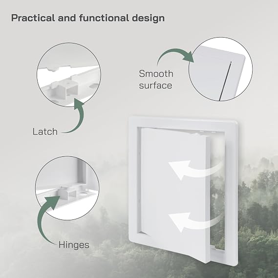 Vent Systems 8 x 10 Inch / 200 x 250 mm Access Panel - Easy Access Doors - ABS Plastic - Access Panel for Drywall, Wall and Ceiling Electrical and Plumbing Service Door Cover
