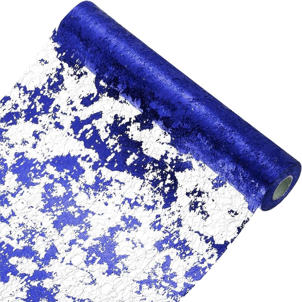 Metallic Foil Glitter Table Runner 11" x 197" Thin Mesh Sequin Table Decorations Table Cloths Roll for Christmas Wedding Birthday Party Centerpiece (Blue)