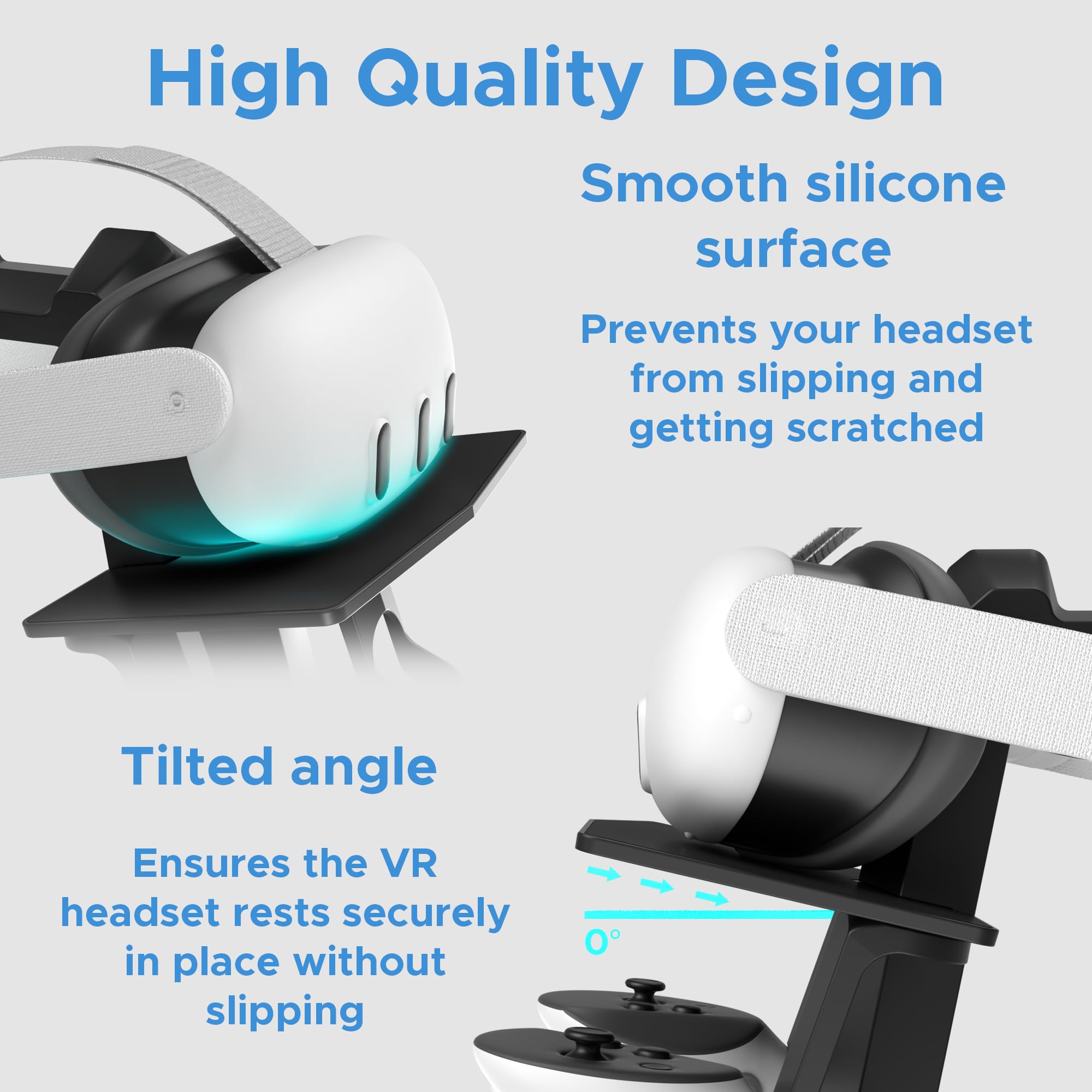 Digicharge Stojak na słuchawki VR do Meta Quest 3S / Quest 3 Oculus Quest 2 VR Mount Display Storage do zestawu słuchawkowego i kontrolerów dotykowych