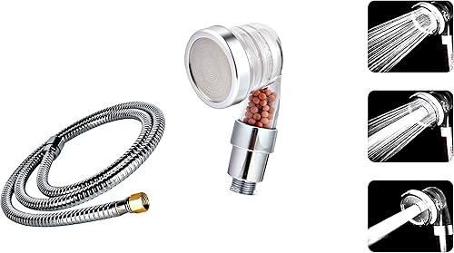 Miniatura 9 de Socila - Cabezal rociador transparente con 3 funciones, manguera de repuesto de manguera de 3 funciones, manguera de champú profesional para