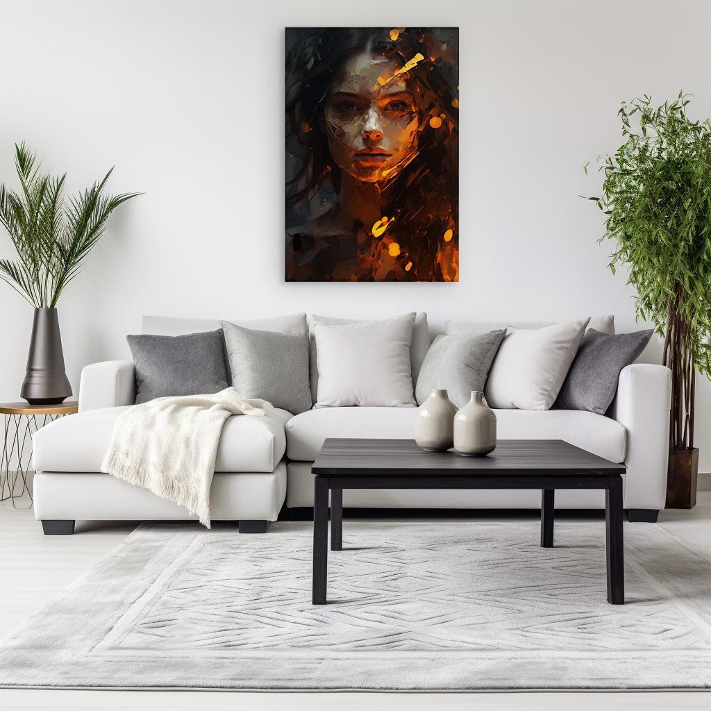 Canvas for Living room. Whispers of Mystique: Unveiling the Ethereal Woman in a Surreal Digital Dreamscape, 27 x 18 inch Canvas Wall Art - Contemporary Masterpieces - Inspirational Office Decor