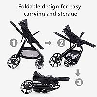 Vista 6 de Cochecito de bebé 2 en 1 – Cochecito plegable para recién nacidos con asiento reversible – Cochecitos para niños pequeños de 0 a 36 meses