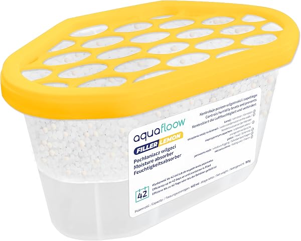 Aquafloow Assorbitore di Umidità per Ambienti 400 ml, Riduce l'umidità, 3 Pezzi LEMON | Neutralizzatore di Odori, Deumidificatore per Cucina, Armadio, Bagno e Studio - 2