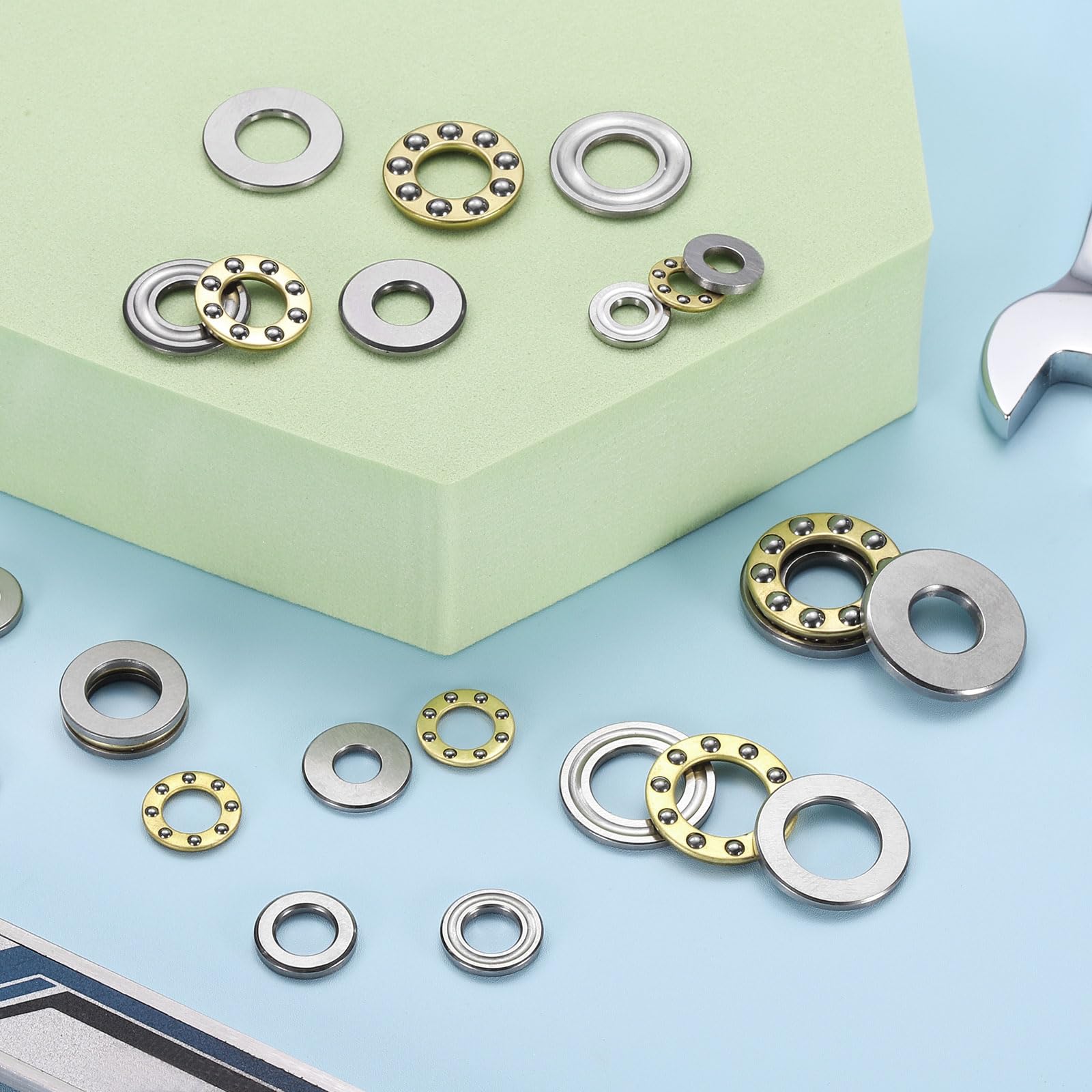 sourcing map Lot de 8 roulements à billes F13-22M, 13 mm x 22 mm x 7 mm, roulements de butée miniatures avec rondelles en acier chromé à sens unique pour systèmes de convoyeur, machines-outils