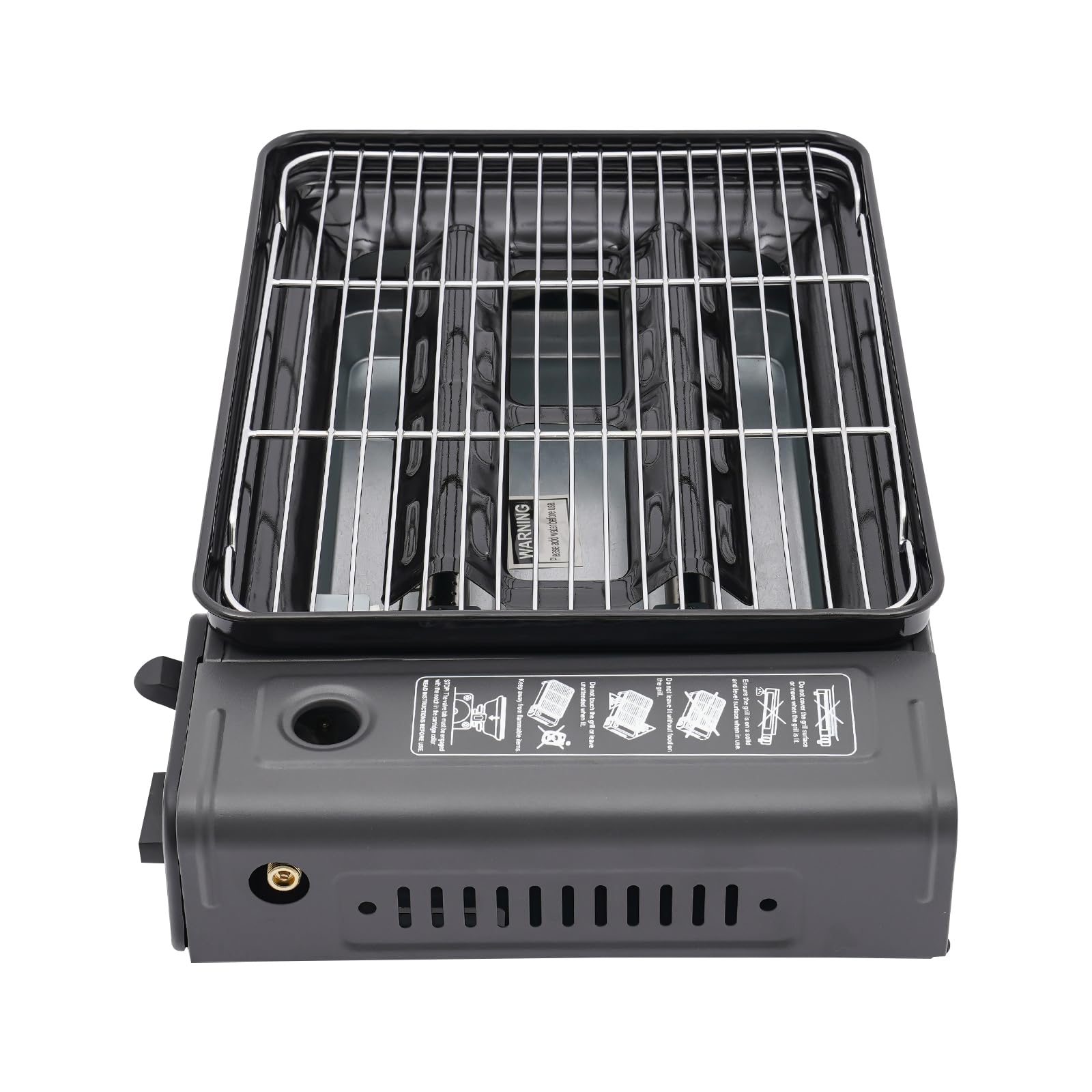 Tragbarer Tischgrill Gas mit Grillnetz, Tragbarer Gasgrill Camping Grill Set, Tragbarer Tischgrill Gas mit Grillnetz, Grillpfanne und Anderes Zubehör, für Camping, Reisen, Trekking und Kochen im Freie