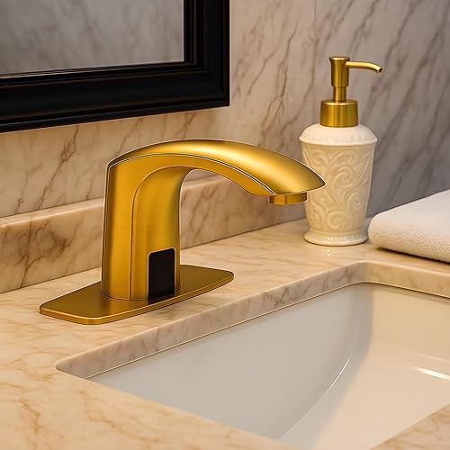 Miniatura 12 de Luxice Sensor automático sin contacto grifo del lavabo del baño caliente y frío mezclador cubierta placa incluida grifo, acabado cromado Cromo