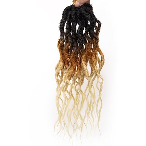 Miniatura 106 de 8 paquetes de rastas de cabello sintético de ganchillo de 18 pulgadas, rastas sintéticas bohemias con extremos rizados, cabello de ganchillo suave