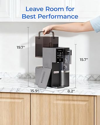Waterdrop A2 Countertop Reverse Osmosis System, Hot and Cold RO System, Portable Pure Water Tank, Bottleless Water Cooler, 6 Temperature Settings, Hot Cold Room Water, 3:1 Pure to Drain