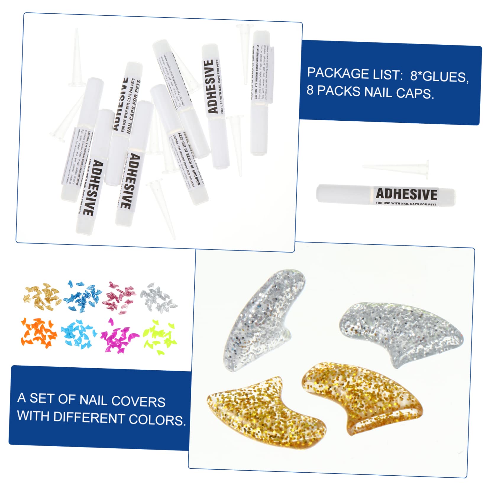 FRCOLOR 480 Pièces Ensemble D'ongles pour Animaux De Compagnie Chapeau De Griffe pour Animaux De Compagnie Casquettes pour Chats Assorti Gel De Silice Fournitures pour Animaux