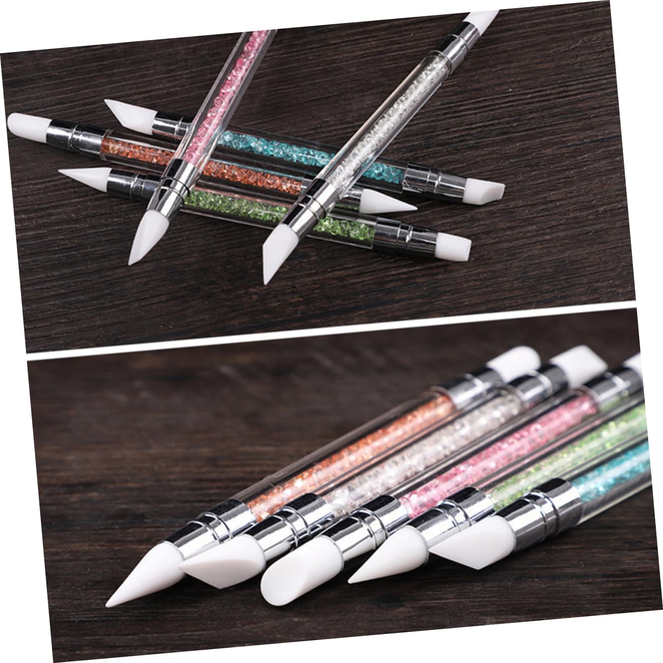 FRCOLOR 15 Piezas Pinceles Para Uñas Herramienta De Arte De Uñas Bolígrafo De Silicona Pluma De Uñas Cepillo De Uñas Pluma De Arte De Uñas Lápiz Con Diamante