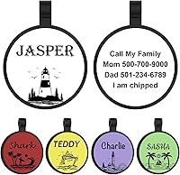 Vista 9 de YEHANTI Etiquetas de silicona grabadas para mascotas, silenciosas y ligeras, impermeables, personalizadas, con hermosos iconos, redondas