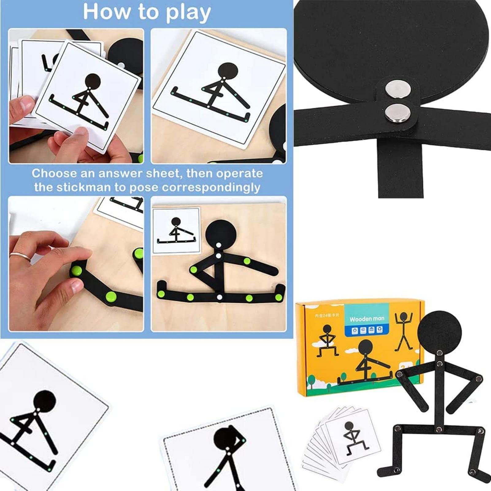 Luckxing Stickman Mr.Flex Puzzle Bois Jouet Educatif Motricité Fine