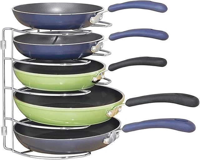 iDesign 48770 Classico Kitchen Cabinet Storage Organizer For Skillets, Pans, 27.9cm, Vertical, Chrome