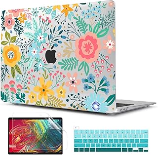 Compatible with MacBook Pro 13 inch Case 2022 2021 2020, Plastic Hard Shell Case Cover and Keyboard Skin & Screen Protector for MacBook Pro 13 inch A2338 M2/M1 A2289 A2251, Abstract Flower