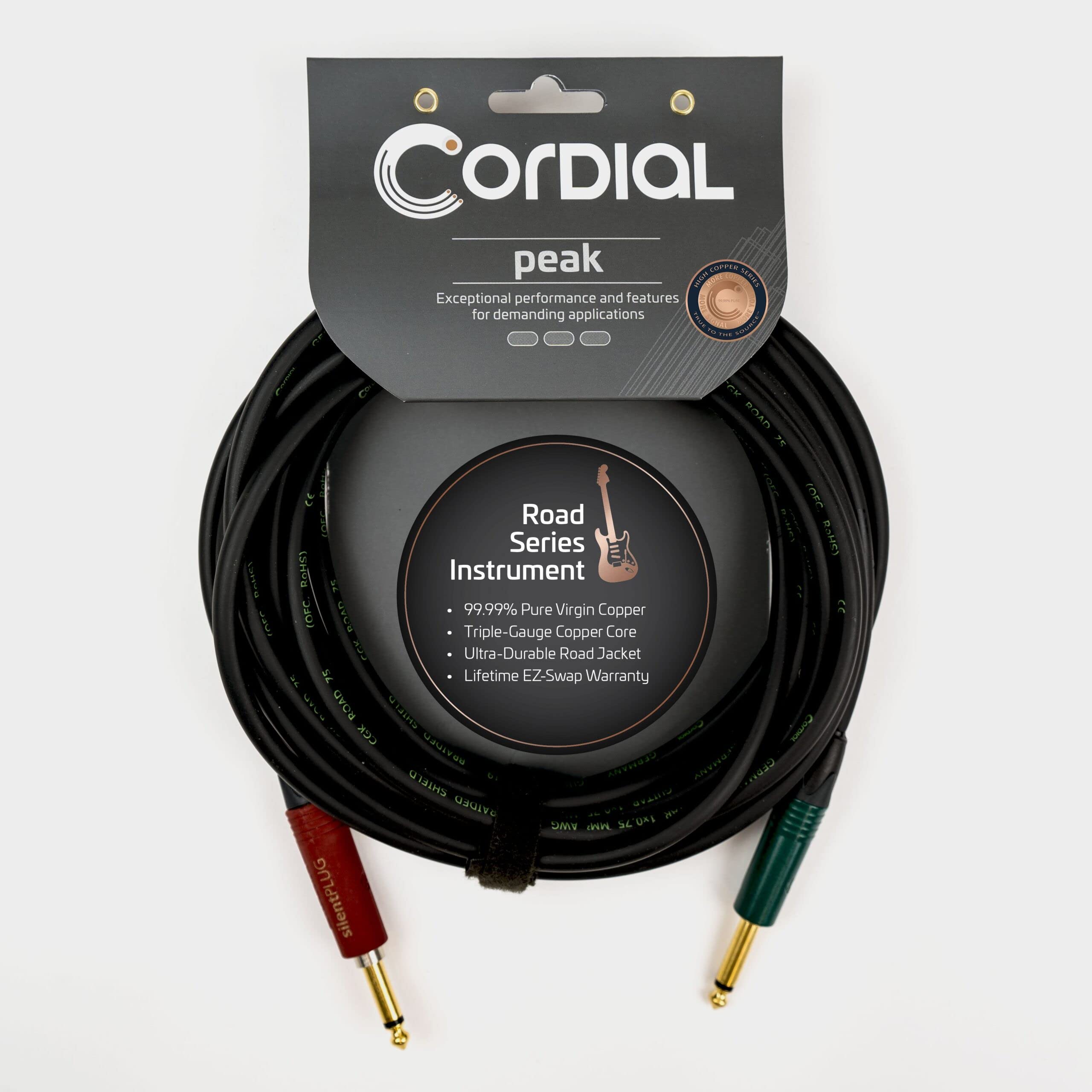 CORDIAL - CRI6PP-SILENT - Cavo chitarra jack/jack SILENT Road - 6 m, Peak