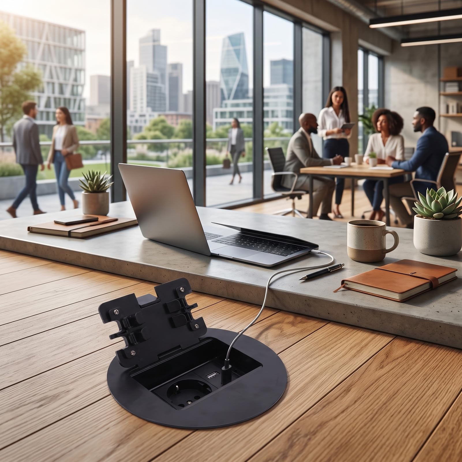 Prise de Sol Encastrable Ronde, Prise 2 Broches Port USB for