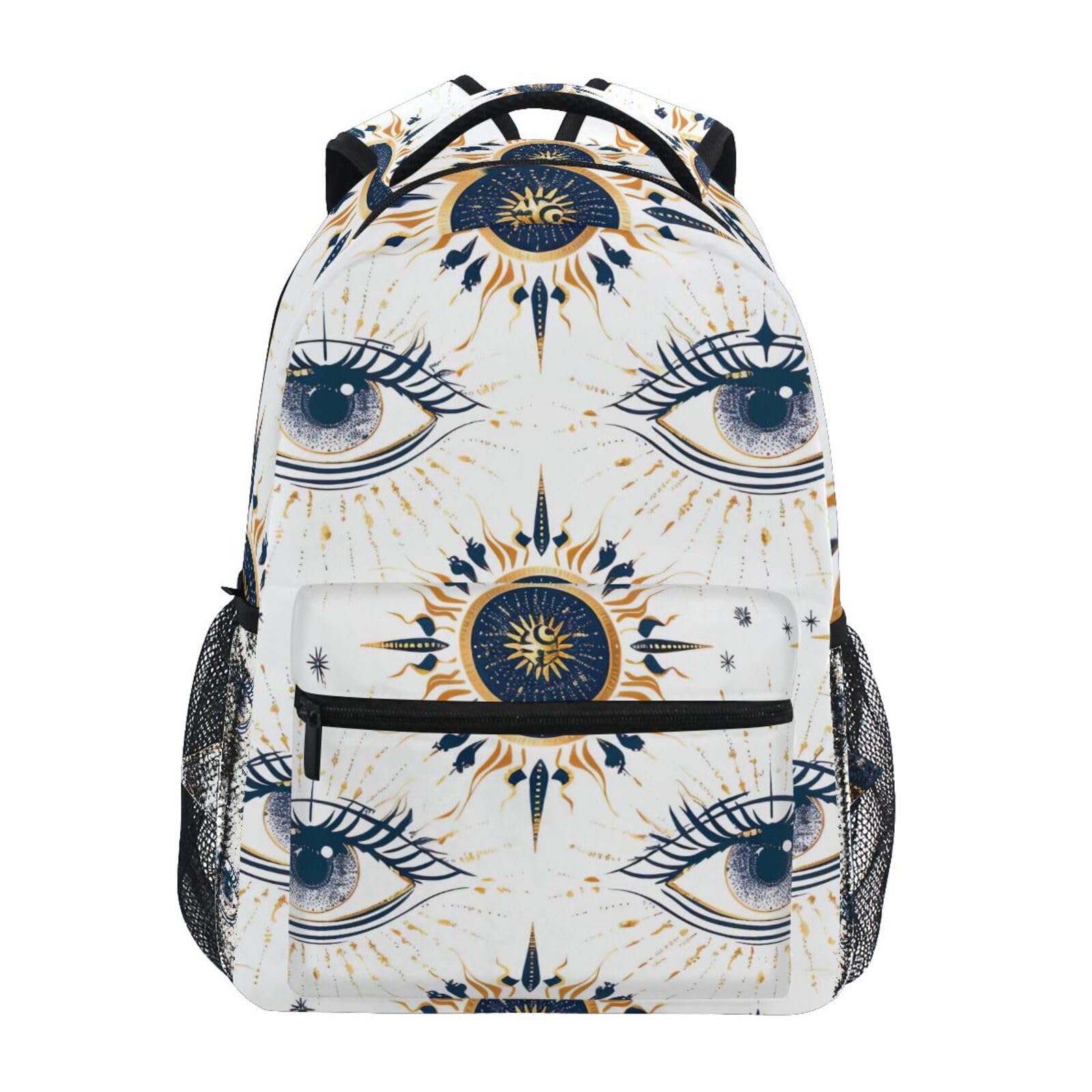 YETTASBIN Evil Eye Backpack for Men Women, Waterproof High/Middle School Bookbag Lightweight Laptop Travel Daypack with Multiple Pockets for Teens