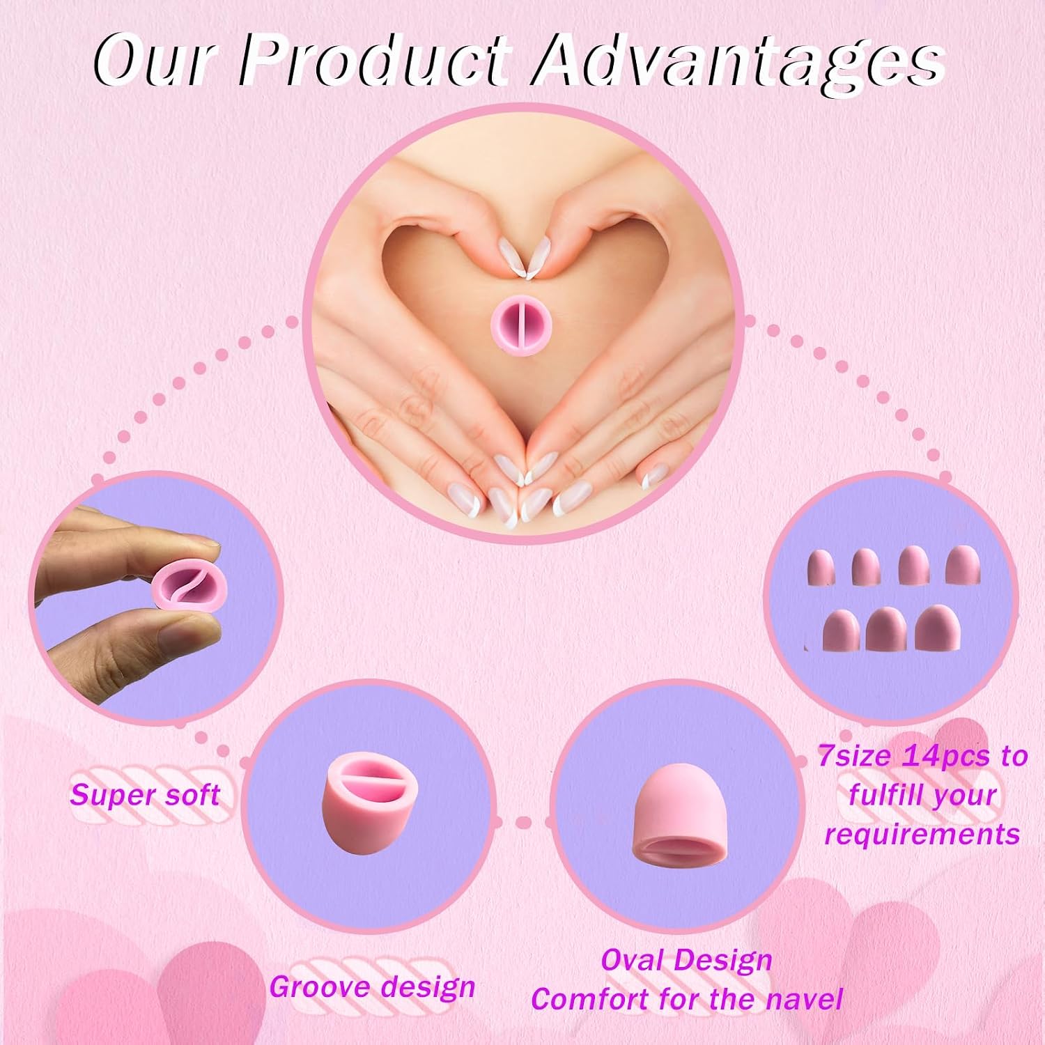 Patented 14PCS Belly Button Plug Post Tummy Tuck & Liposuction Recovery Shaper, Soft and Comfortable Belly Button Retainer