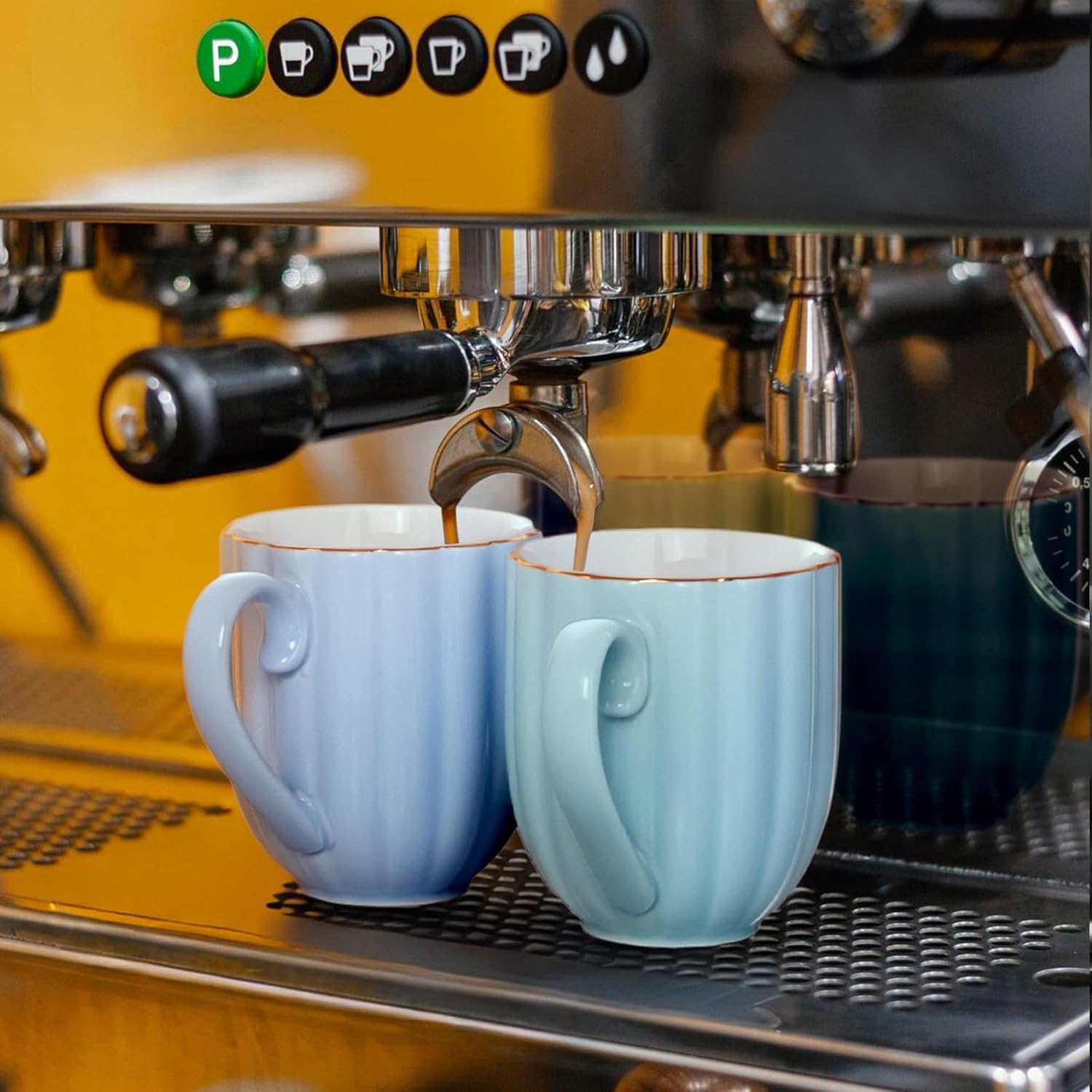 Set di 2 tazze da caffè in ceramica, 350 ml, perfette per espresso, tè, cappuccino, frullati, ideali per casa, bar e ufficio