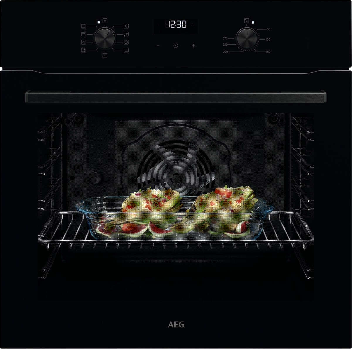 AEG Einbaubackofen, Serie 5 mit Ringheißluft: gleichmäßige Garergebnisse auf 3 Ebenen, Reinigung mit Wasserdampf, A, Elektronikuhr mit Timerfunktionen, Grillfunktion, Schwarz, TU5AB20WSK