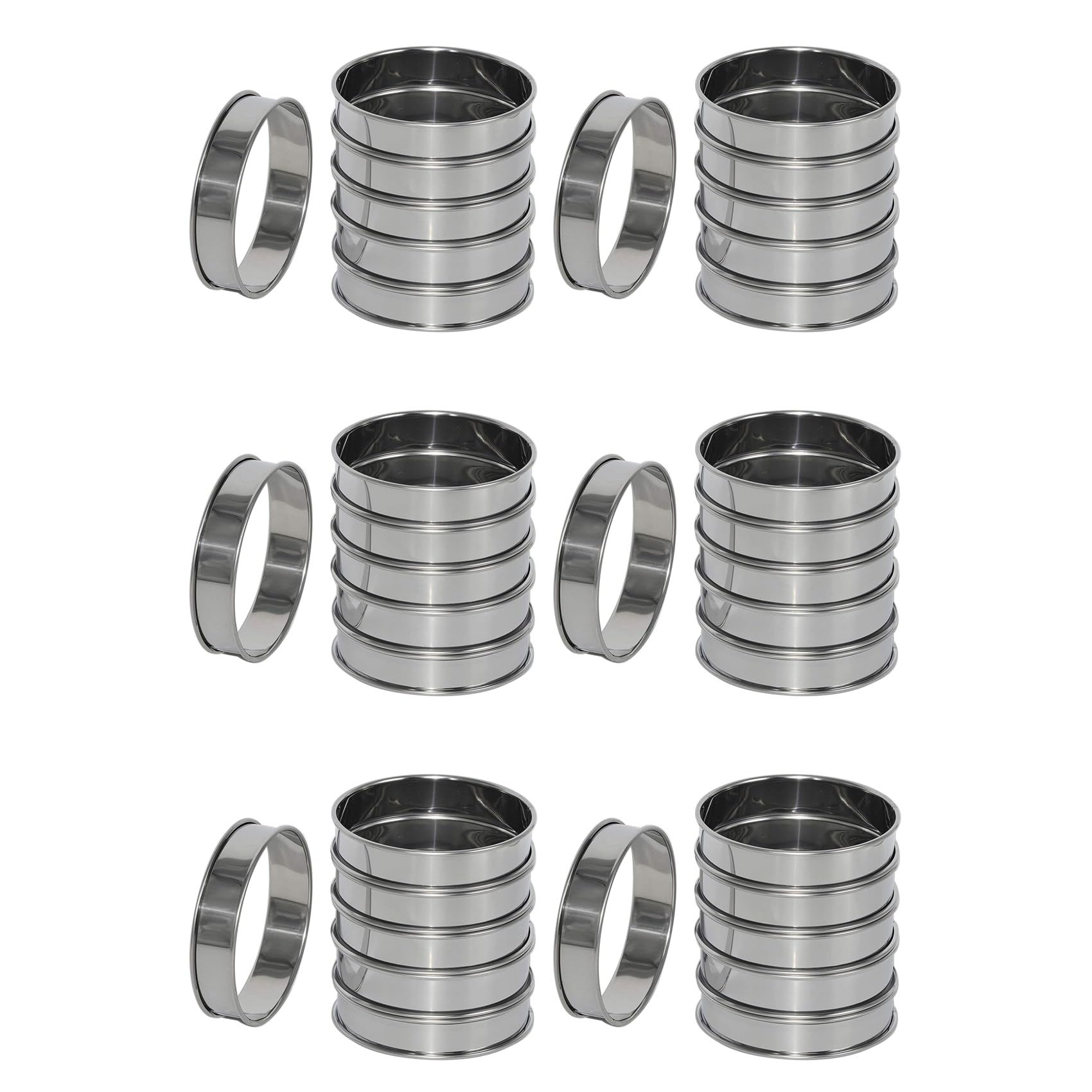 Aundhegrtt 36 Pack 4 Inch Double Rolled English Muffin Rings, Stainless Steel Crumpet Rings, Tart Rings, Round