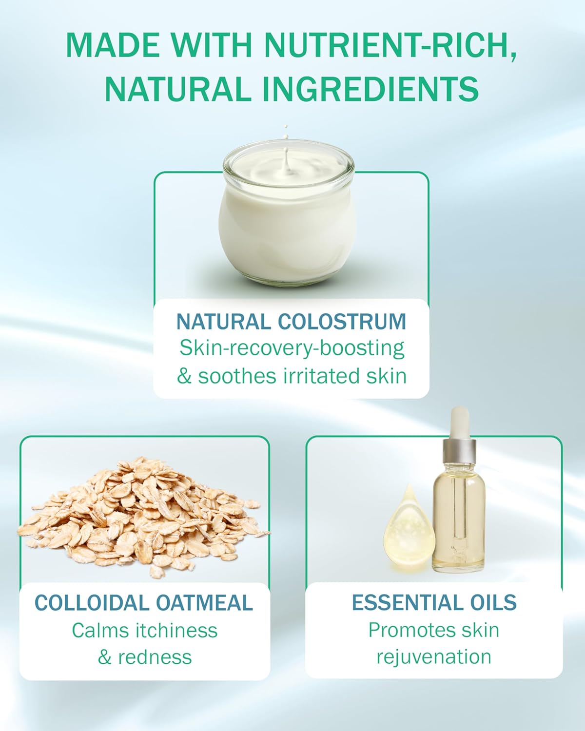 Eczema Cream for Kids & Adults, Colloidal Oatmeal & Colostrum Daily Moisturizing Body Lotion for Sensitive Skin, Soothing Eczema Treatment Relief for Dry & Itchy Skin, Steroid- & Fragrance-Free, 4 oz - Image 3