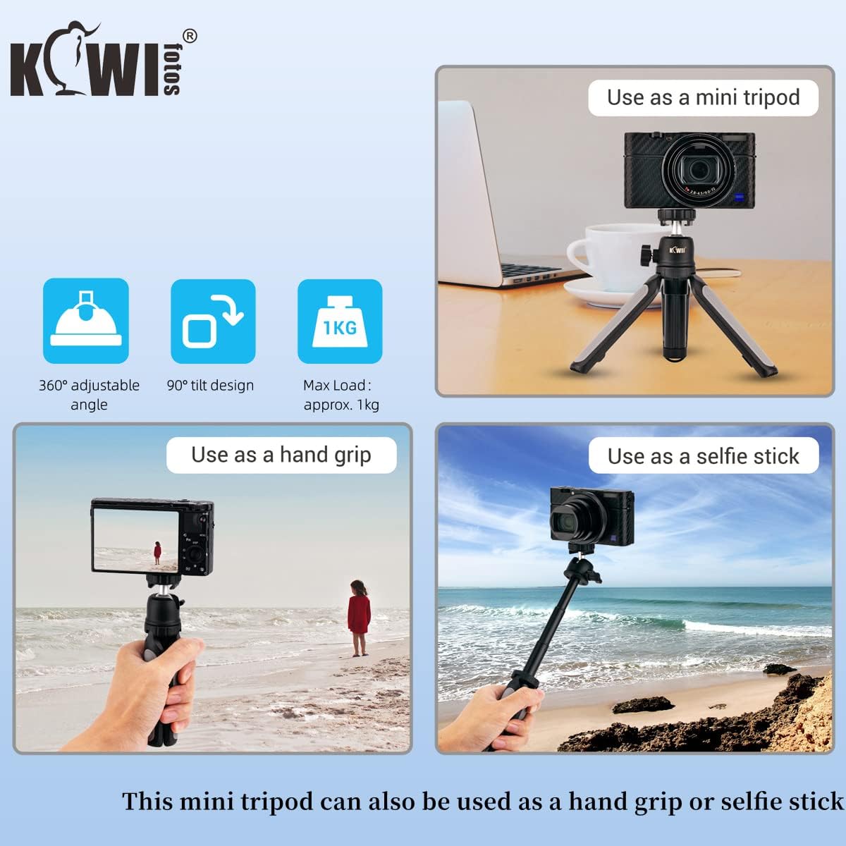 KIWIFOTOS Magnetic Tripod with Extension Camera Tripod for iPhone MagSafe Selfie Stick for iPhone 16 15 14 Pro Max Selfie Vlog Video Shooting