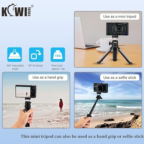 Vista 4 de KIWIFOTOS Extensión cámara trípode selfie stick para Sony ZV1F ZV1 RX100VII RX100VII RX100VA A6400 A6300 A6600 Fujifilm X100VI, X100V Canon G7X Mark