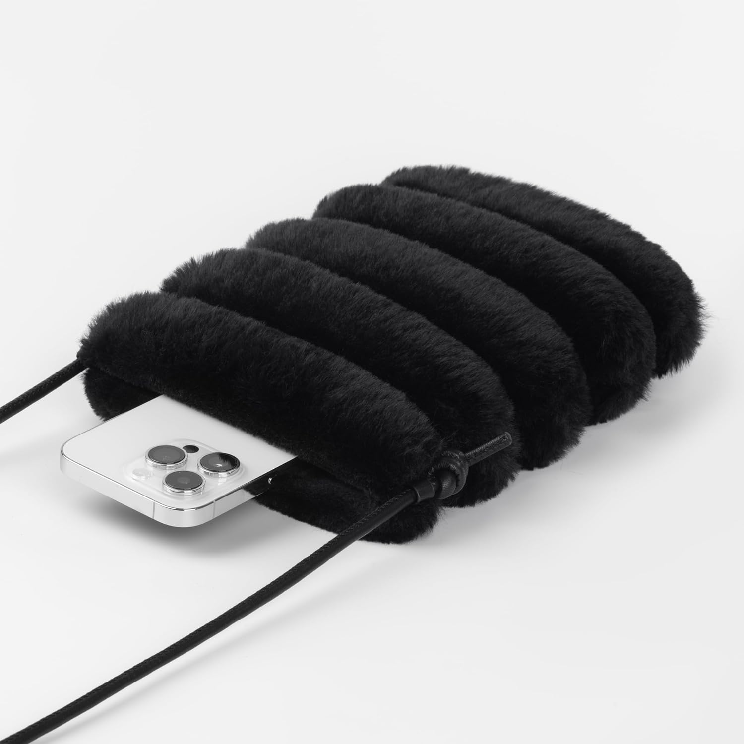 Comfyable Small Crossbody Bag for Women – Faux Fur Fluffy Quilted Cell Phone Purse with Strap, Mini Plush Furry Puffer Pouch - Image 3