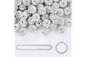 White Beads for Jewelry Making - 100pcs 10mm Rhinestone Clay Beads for...