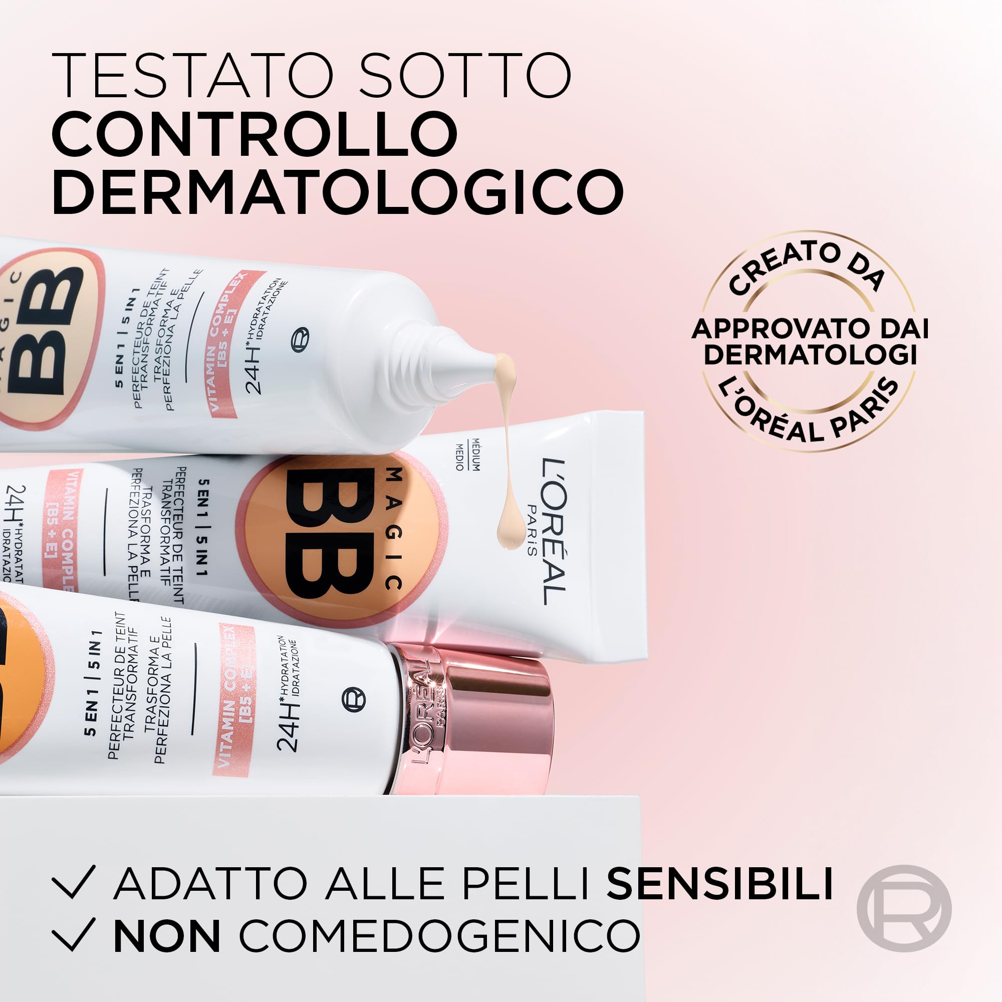 L'Oréal Paris, Crema Colorata Idratante e Uniformante, Con Vitamine B5 ed E, Pelle Idratata Fino a 24h, Con SPF 20, 03 Medium Light, 30 ml (l'imballaggio può variare)