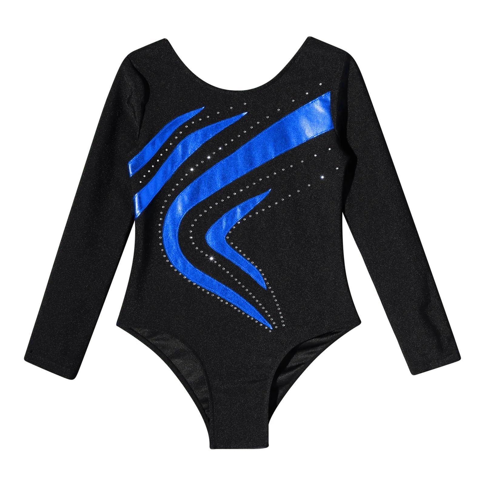 Gymnastikanzug Mädchen Mädchen Ballett Tanz Bodysuit Sport Gymnastik Ganzanzug Langarm Glänzender Strass Bronzing Stoff Slim Fit Tanztrikots(8)