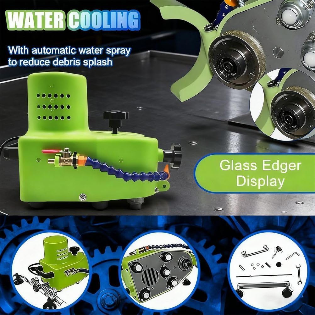 Electric Small Glass Edging Machine Portable Glass Edger Straight Round Bevel Edge Grinder Polish Edge Machine
