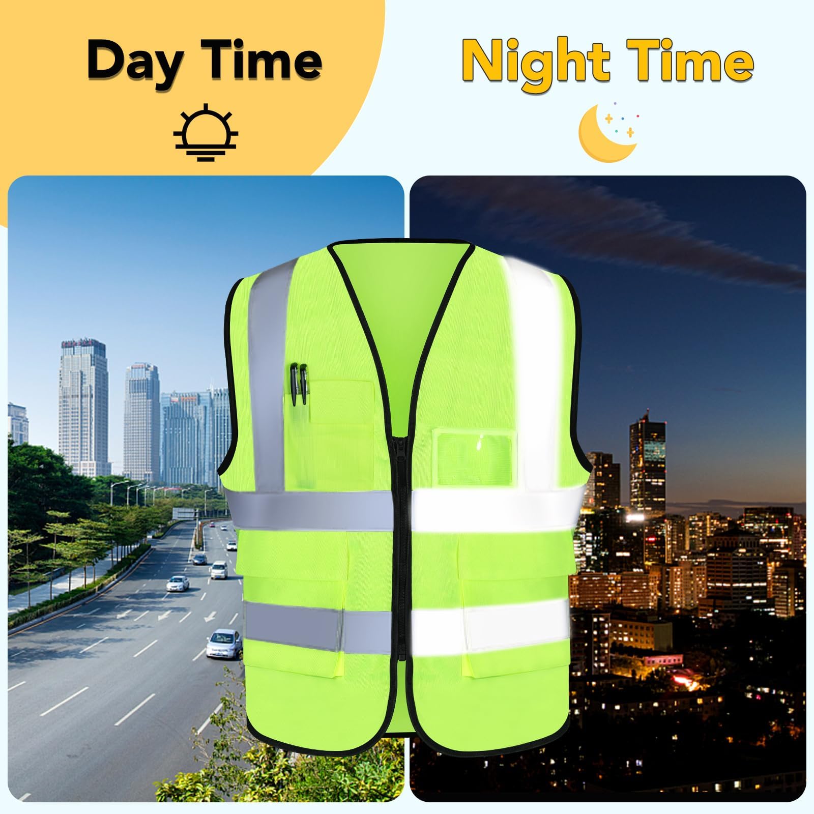 XPCARE Chaleco de seguridad reflectante para hombre y mujer, chaleco reflectante, chaleco reflectante, chaleco reflectante, chaleco reflectante, chaleco reflectante, chaleco reflectante, chaleco