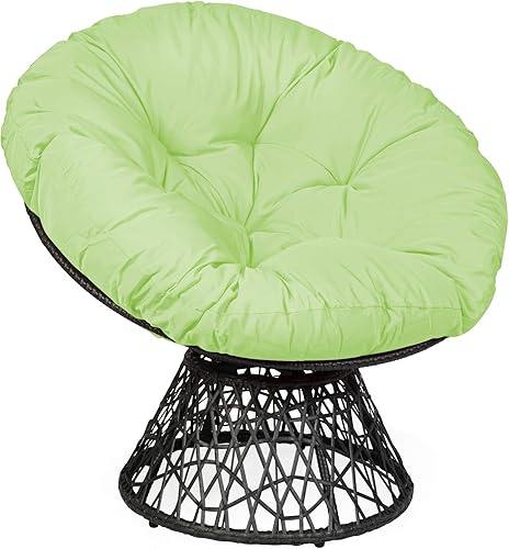 Miniatura 18 de Tangkula Papasan Silla ergonómica de ratán con cojín giratorio de 360 grados y cojín suave, estructura sólida y base estable, ideal para jardín,