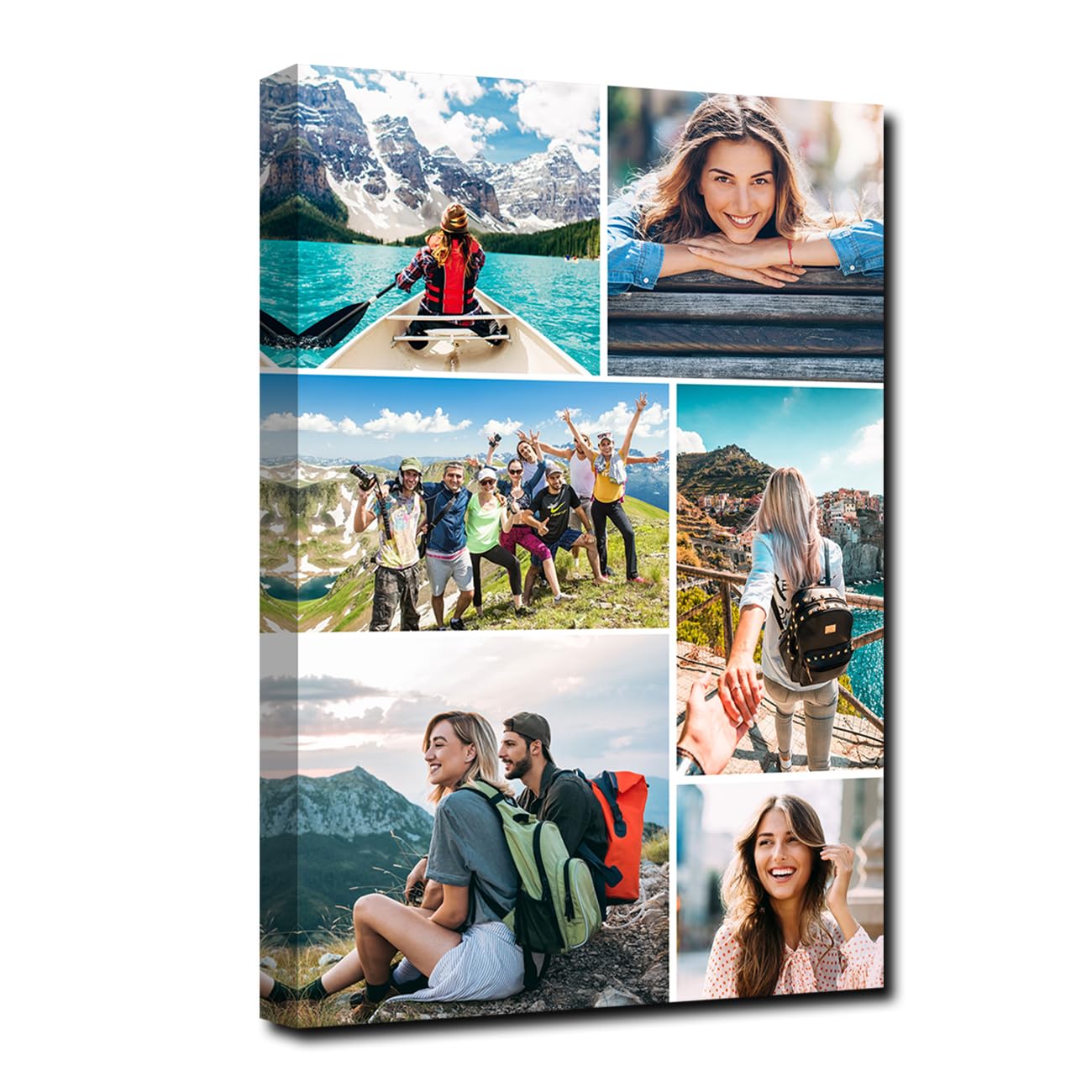 CXHOSTENT Collage Canvas Prints with Your Photos Personalized Collage Pictures Wall Art Customized Multi Collage Photo Canvas for Home Decor Framed (Custom-A4, 30.00 x 45.00 cms)