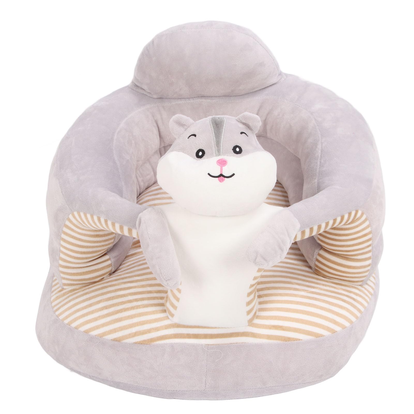 Naroote Asiento de Apoyo para Bebés Silla Suave de Dibujos Animados Lindos para Sentarse Cómodo Soporte de Terciopelo para Bebés y Niños Pequeños 52 X 45 X 36 Cm (Hámster gris)