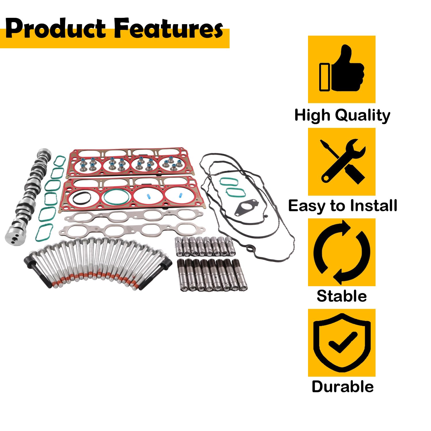 LT 6.2L GEN-5 AFM Engine Rebuild Kit w/ 8*AFM Lifters 8*LS7 Style Lifters Head Gasket Kit Bolts Compatible with 2014-2020 Chevy/GMC/6.2L Gen5 L86 L87