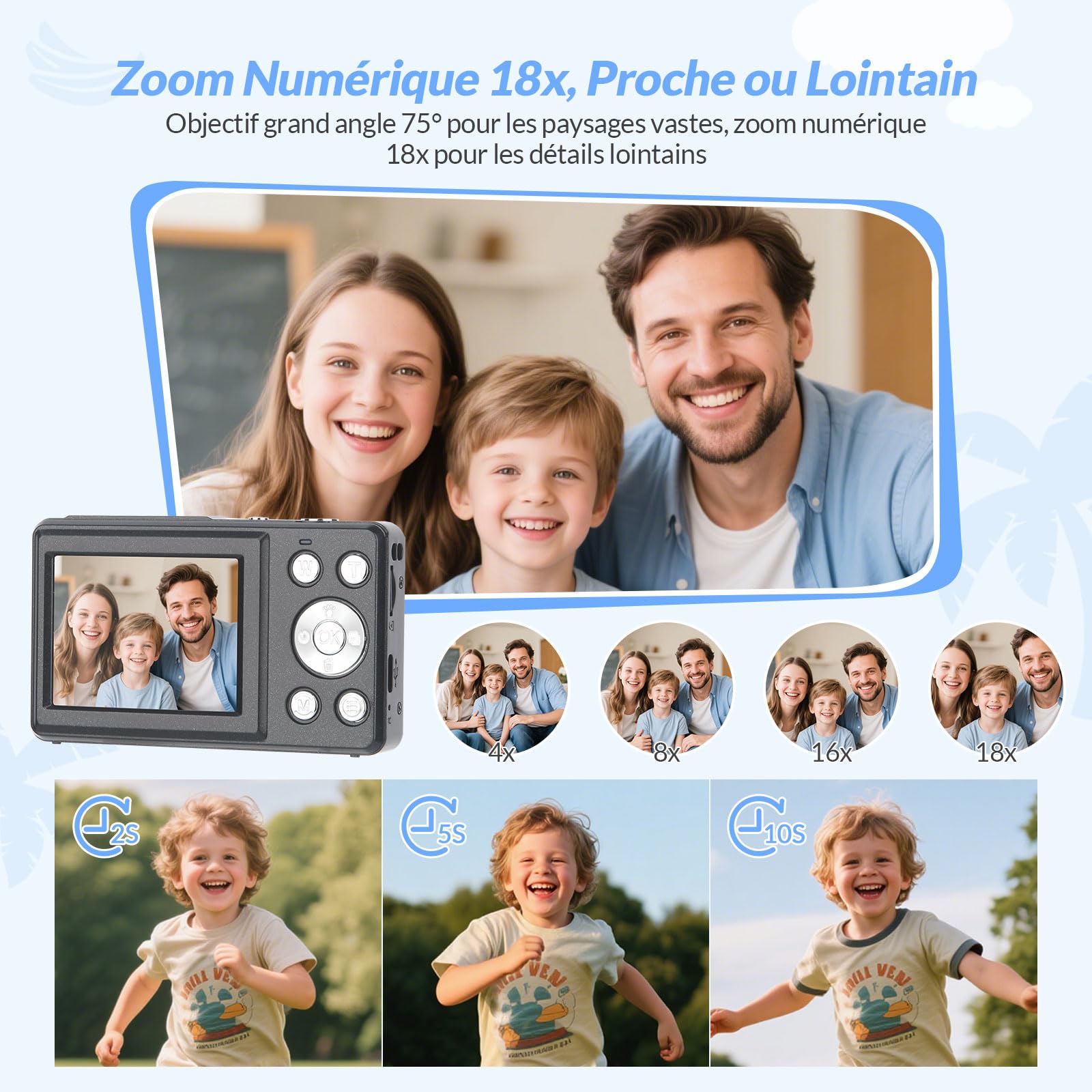 Appareil Photo Numérique Double Écran Vlogging USB-C