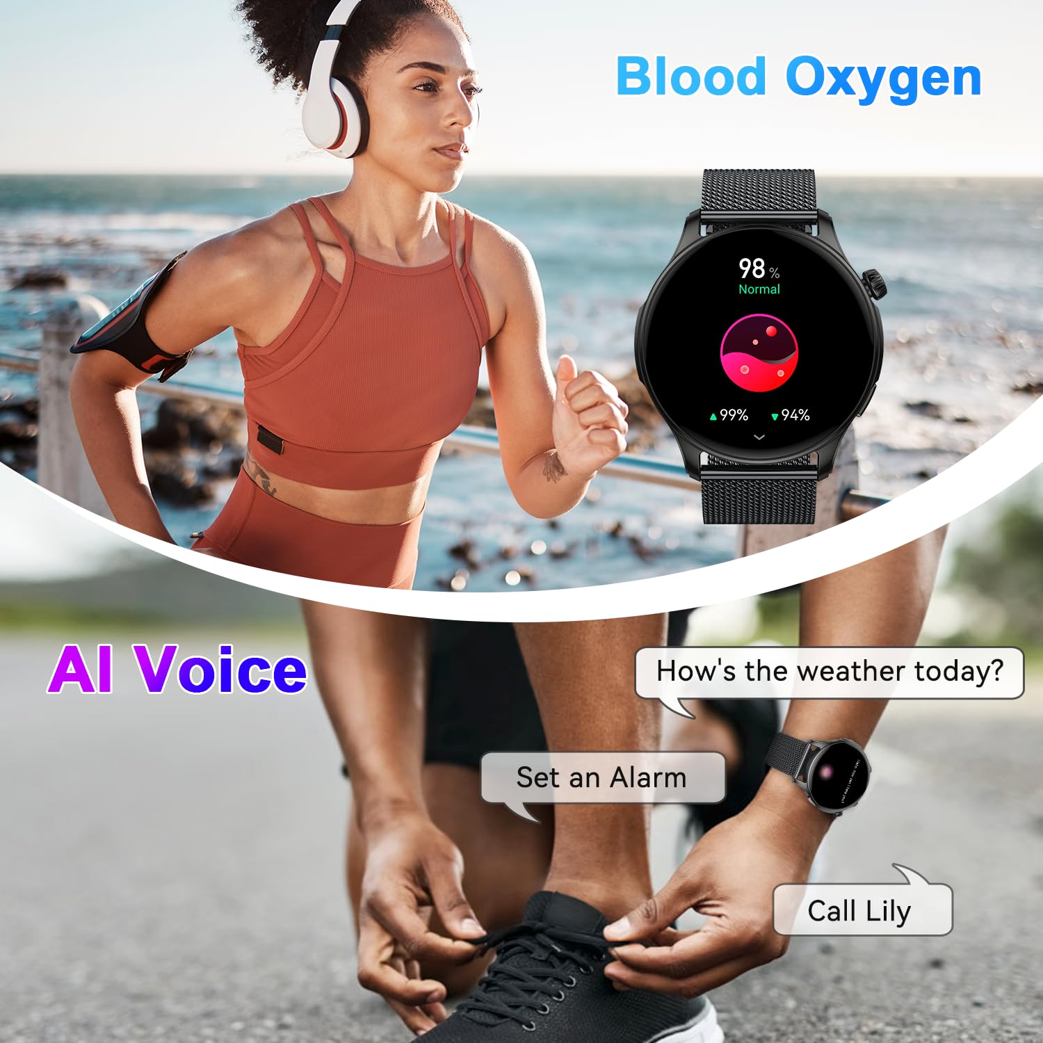 Smart Watch for Men Women Fitness: Make Answer Call Waterproof Digital Mens Watches Running Pedometer Smartwatch Android Phone iPhone Samsung Compatible Sleep SpO2 Heart Rate Monitor Step Tracker