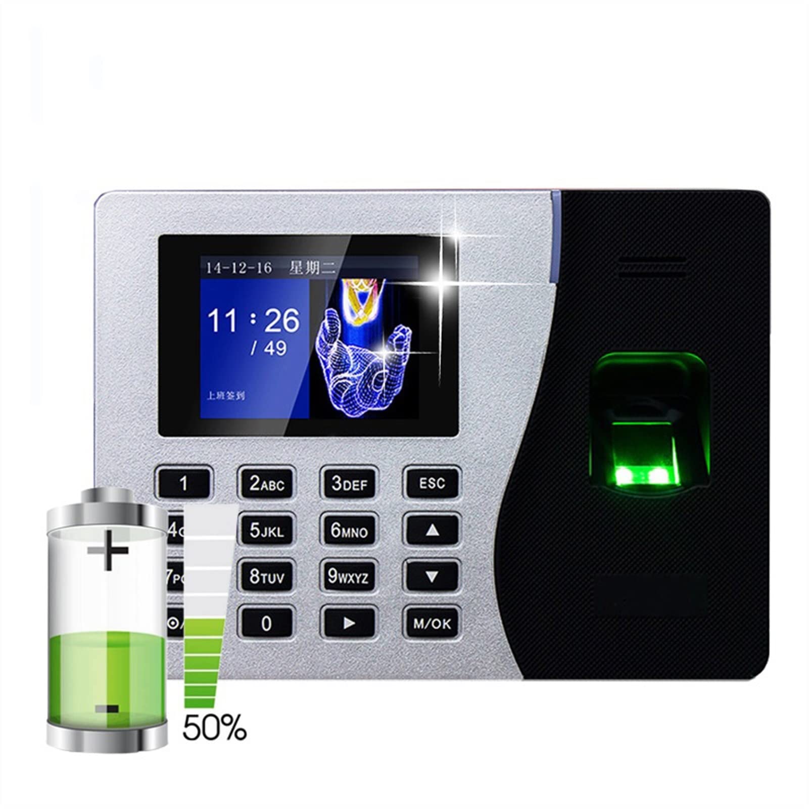 Zeiterfassungssystem mit TCP/IP- und USB-Anschluss, biometrischem Fingerabdrucksensor, K14-ID