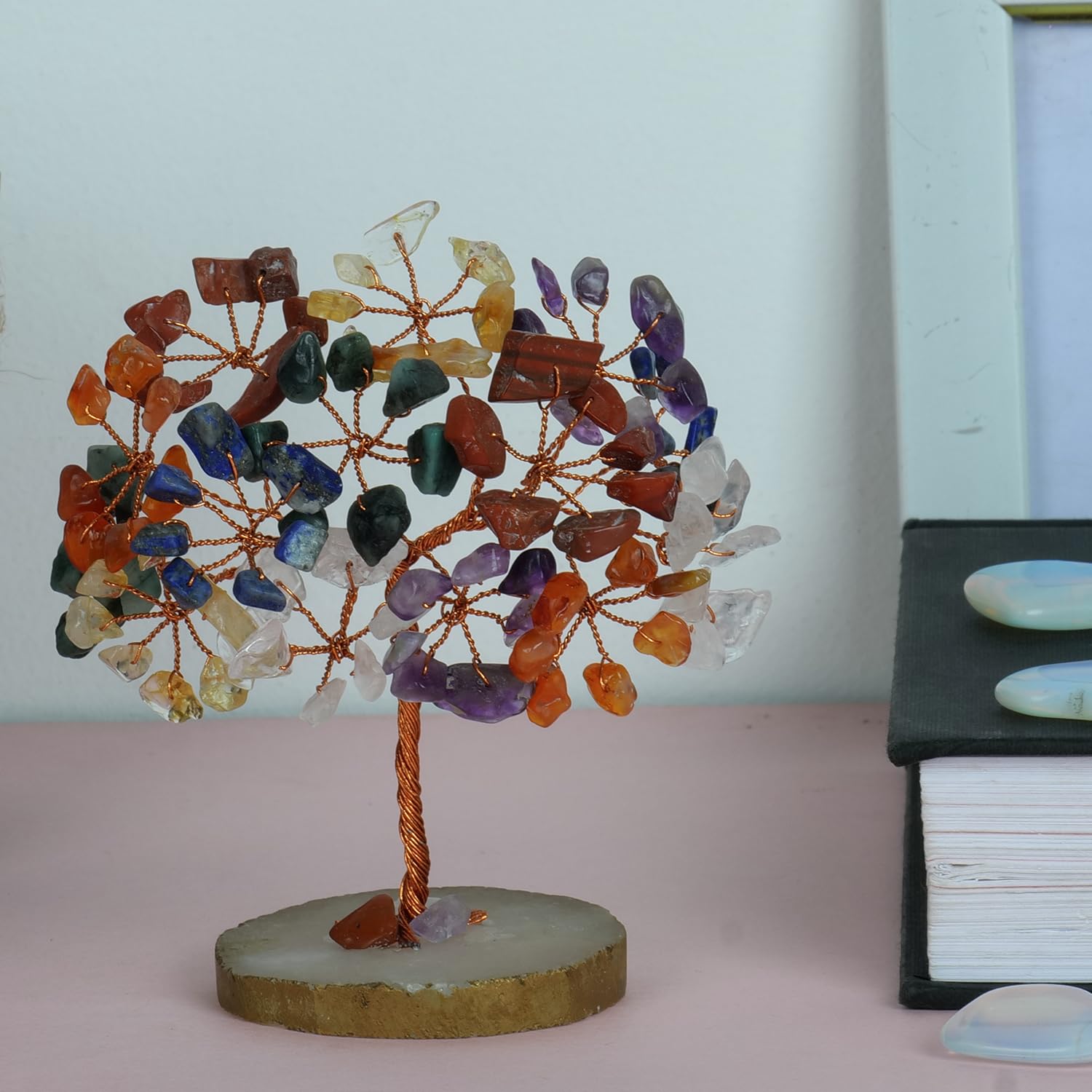 Crystal Árbol - Cristales y Piedras - 7 Cristales de Chakra - Decoración Espacial estética - Feng Shui Money tre - Decoración del Ministerio en el Interior - Chakra Stonones - Chakra -Tree of Life