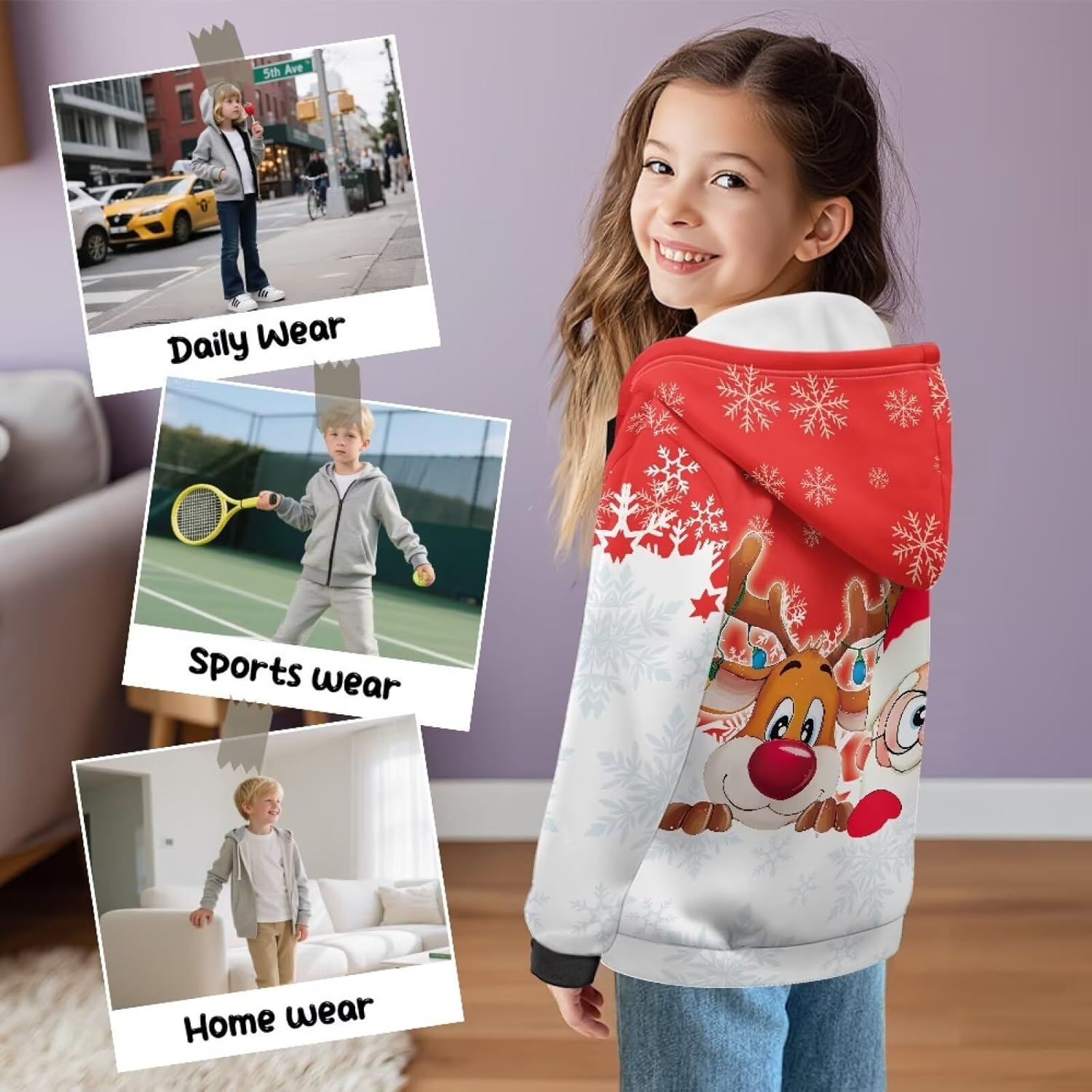 Kids Fluffy Fleece Hoodie Zip-Up Pullover Fuzzy Sweatshirt with Pockets for Fall Winter Sweatshirts for Girls Boys